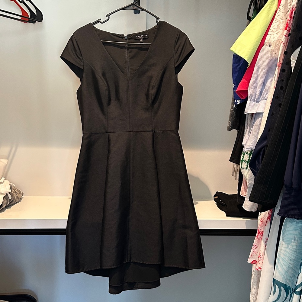 Halston Heritage Black High-Low Fit & Flare Dress